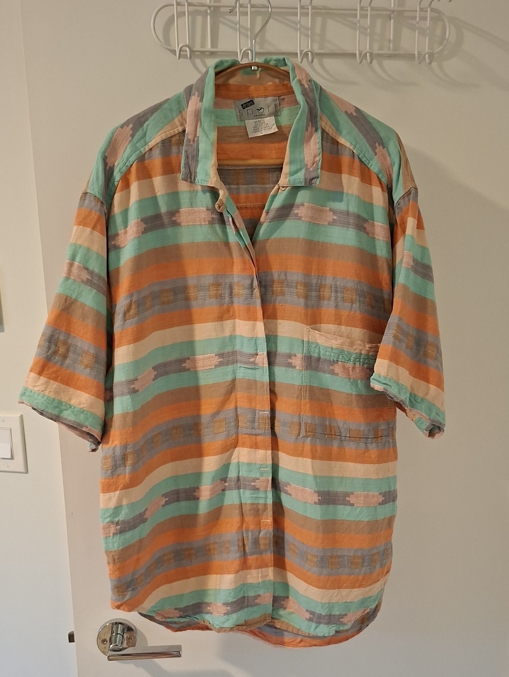 Vintage 90's Cotton Muslin Oversized Southwestern Resort-style Shirt (Size 1X)
